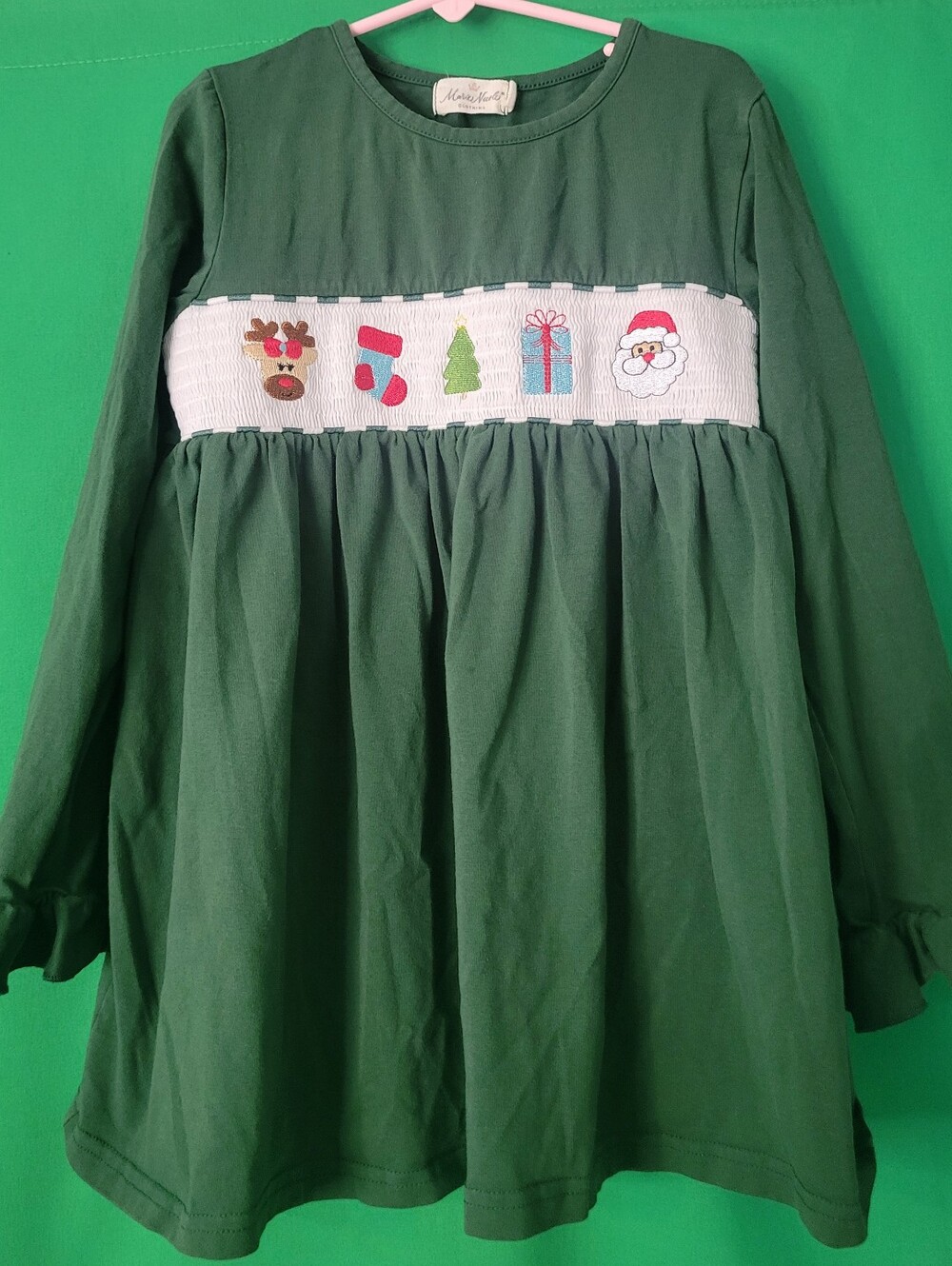 Girls Marie Nicole Holiday Smocked Dress Festive Motifs 4XL 7/8 9 Christmas